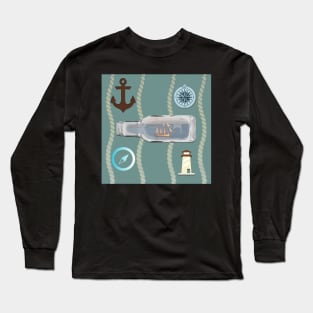 THE BEACH IS MY HAPPY PLACE NAUTICAL THEMED PILLOWS SEAFOAM GREEN Long Sleeve T-Shirt